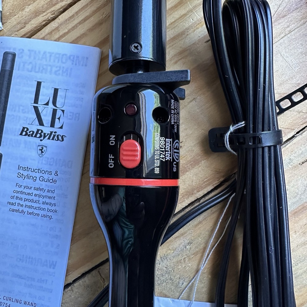 BaByliss Luxe 1 Red Ferrari Curling Wand Smooth Titanium Ceramic Coated Barrel - Picture 6 of 13